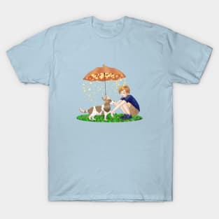 Boy and his Cavalier King Charles Spaniel Dog T-Shirt